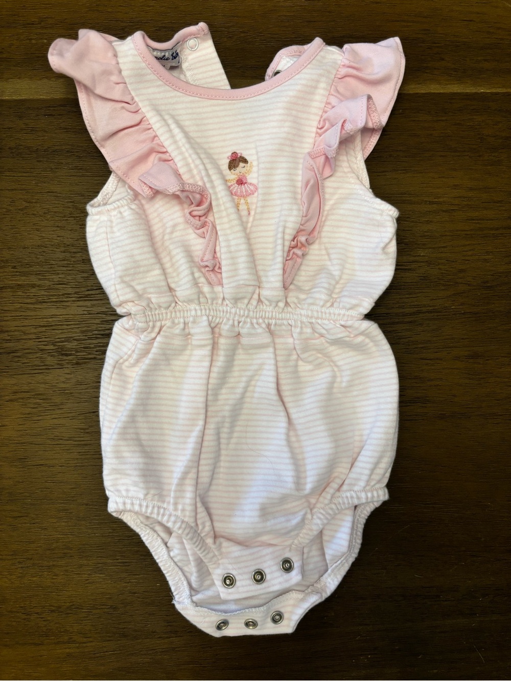 Pink Striped Ballerina Ruffle Baby Romper
